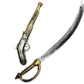 JOYIN 28 Inches Pirate Sword and 16 Inches Pirate Pistol Set,Halloween Party Costume Accessories