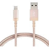 Amazon Basics Nylon Braided Lightning to USB A Cable, MFi Certified Apple iPhone Charger, Gold, 3-Foot