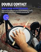 Donner DED-200 Electric Drum Set 8-Pace Mesh Heads Throne Sticks Audio Cable view 2