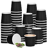 Barafat 200pcs 4oz Paper Espresso Cups Ripple Wall Hot Cups For Coffee Disposable Coffee Cup Paper Hot/Cold Drinking Cups for Party, Picnic, Travel and Events