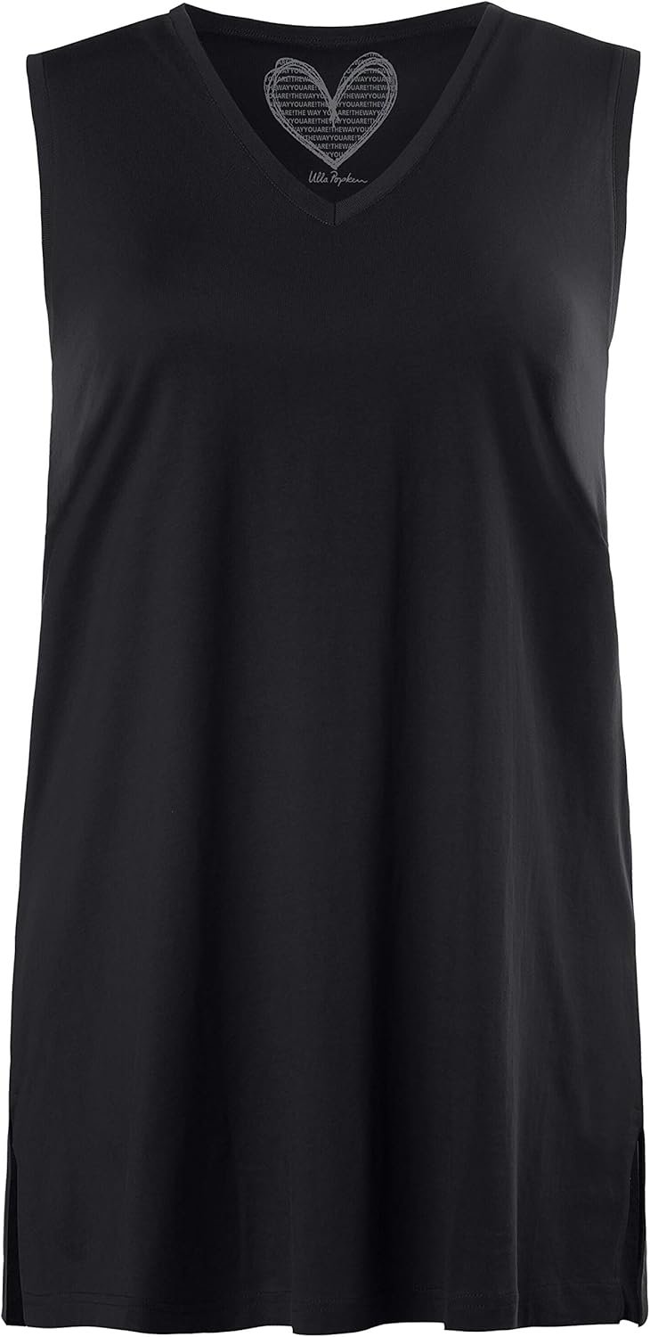 Produktbild Ulla Popken Frauen Plus Size Oberteil Tank Top Shirt schwarz V-Neck bis Größe 70 Foto