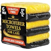 Edgeless Microfiber Car Towels &ndash; 6pk(12&rdquo;x12&rdquo;) &ndash; Soft &amp; Scratch-Free Towels | 540 GSM - Great for Drying, Detailing, Polishing, Buffing - Ultra Absorbent Microfiber Cleaning Cloths for Car