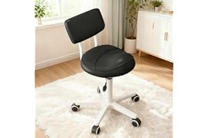 WXJHL Saddle Stool with Back Support Thick Padded Seat Ergonomic Chair Swivel Rolling Saddle Chair with Wheels for Hair Salon, Dental Clinic, Spa, Massage Studio, Office & Home