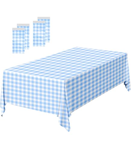2 Pack Pink Gingham Tablecloths - 54x108 Inch Disposable Plastic Table Covers For Parties