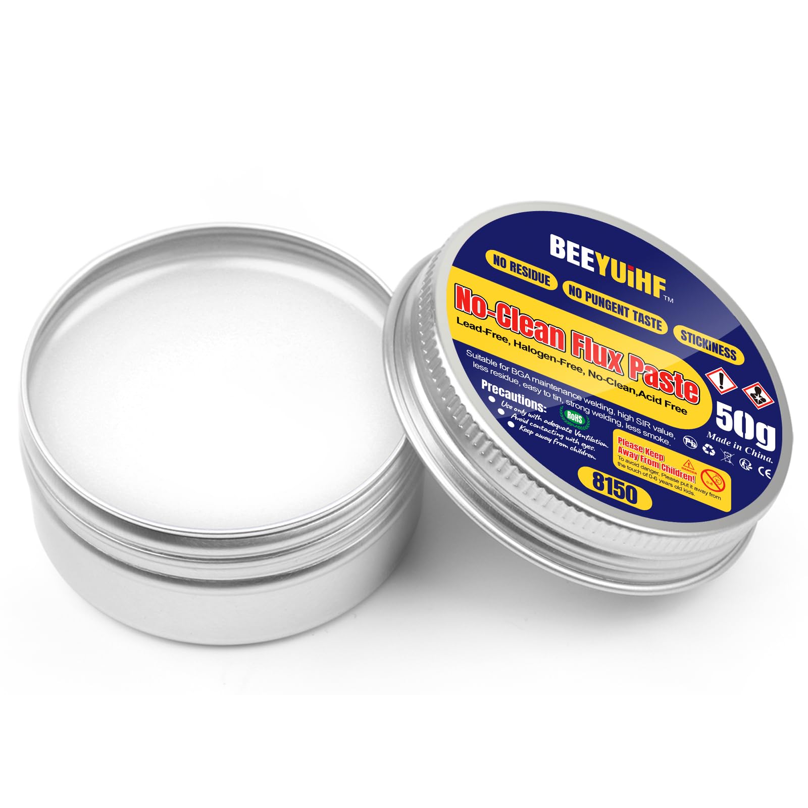 BEEYUIHF No-Clean Flux Paste for Soldering, Lead-Free Solder Flux, SMD Soldering Flux Paste, No Residue Flux for PCB BGA IC LED SMT Electrical Soldering Repair (1.76oz/50g)