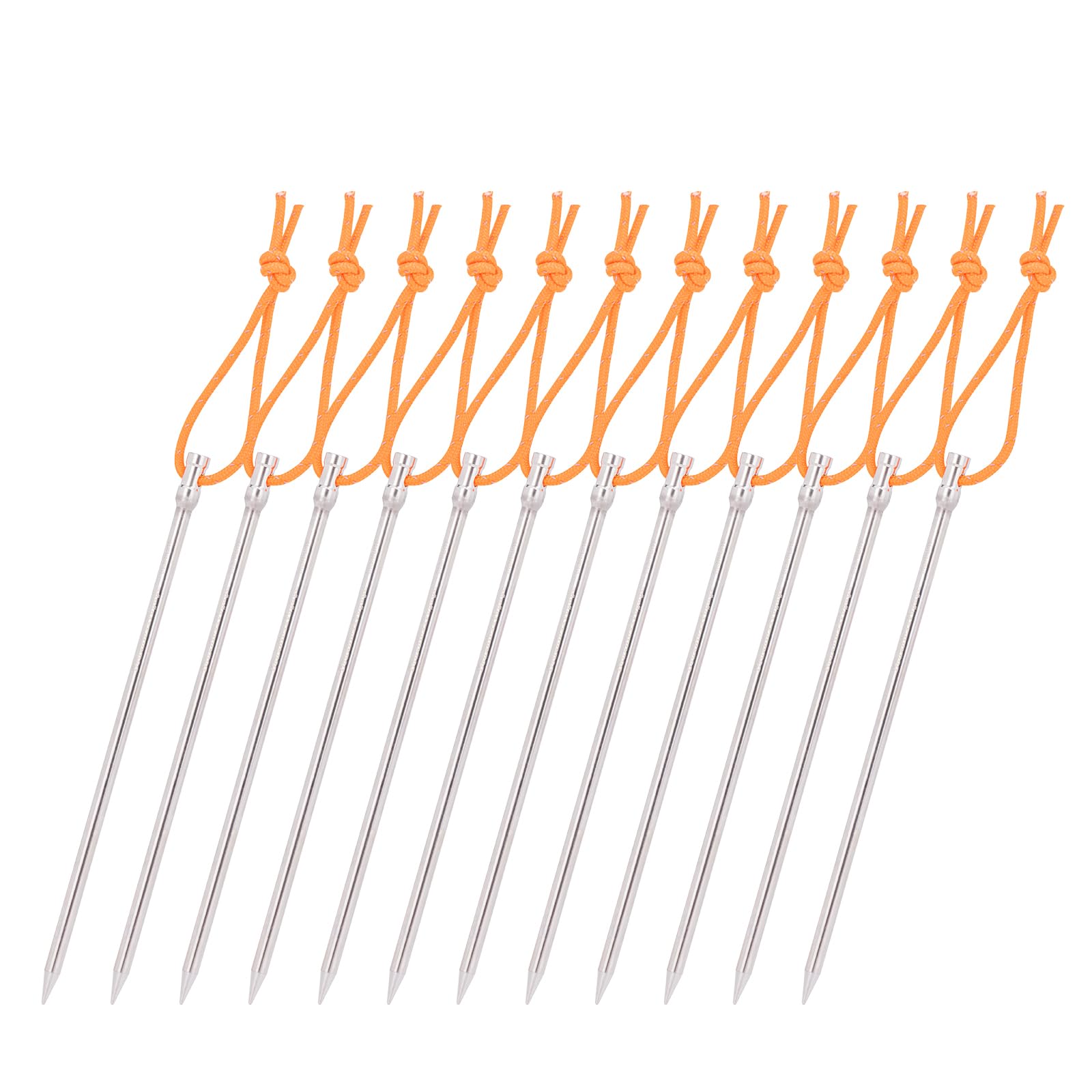 iBasingo 12 pcs/lot Titanium Alloy Tent Pegs 165mm Ultralight Tent Stakes Heavy Duty Tent Nails Outdoor Camping Awning Ground Pins Tent Accessories with Rope only 16g/pc Ti4005P