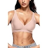 Vertvie Jelly Wireless Bras for Women Push Up Plunge Seamless T-Shirt Bras No Underwire Supportive Full Coverage Bralettes