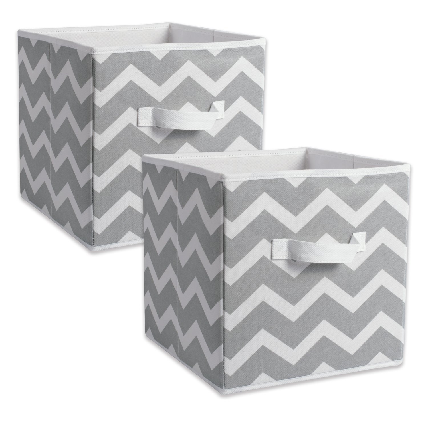 DII Chevron Storage Bin, Large 13x13x13", Gray, 2 pieces