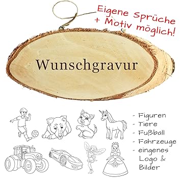 Türschild mit Gravur - Name + Spruch + Motiv möglich - aus Holz mit Kordel, Willkommensschild, Familientürschild, personalisi