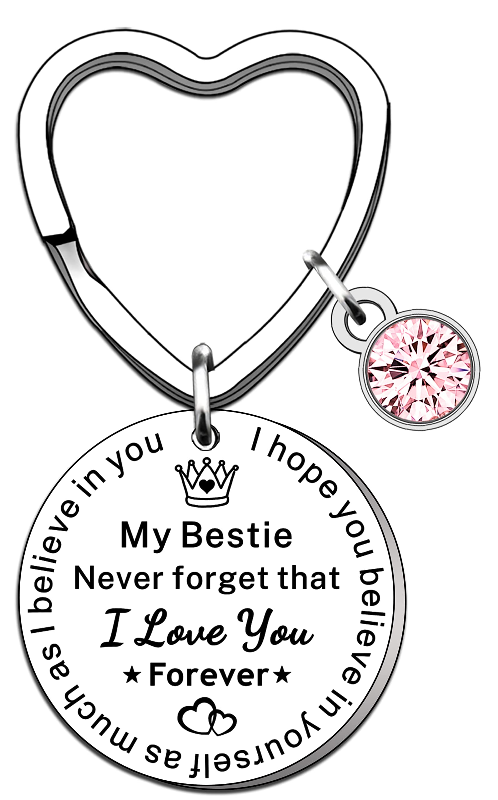 TTOVEN Bestie Gifts Female Bestie Birthday Keyring Gifts Birthday Gifts for Best Friend Heart Graduation Christmas Presents