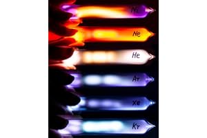MODEROCK Rare Luminous Gases Element Collection, 99.999% Purity, Including Helium,Neon, Argon, Krypton, Xenon, Nitrogen, for Collection, Display, Teaching, Gift, Pack of 6