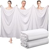 Mixweer 2 Pcs Oversized Bath Towels, 40 x 80 Inch Giant Microfiber Jumbo Bath Sheets Ultra Soft Bathroom Microfiber Quick Dry Absorbent Shower Towels for Spa Camping Beach (White)