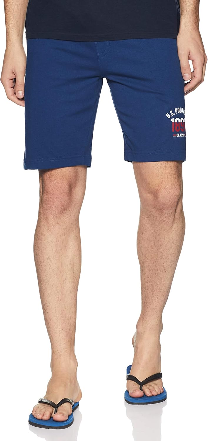 Buy US Polo Association Men's Lounge Shorts (I670008PLL_Mid Blue
