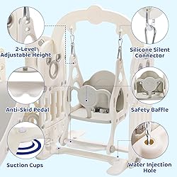 Arlopu Swing Slide for Kids, 6 in 1 Slide Climber