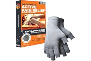 Incrediwear Fingerless Circulation Gloves Arthritis Gloves, Grey
