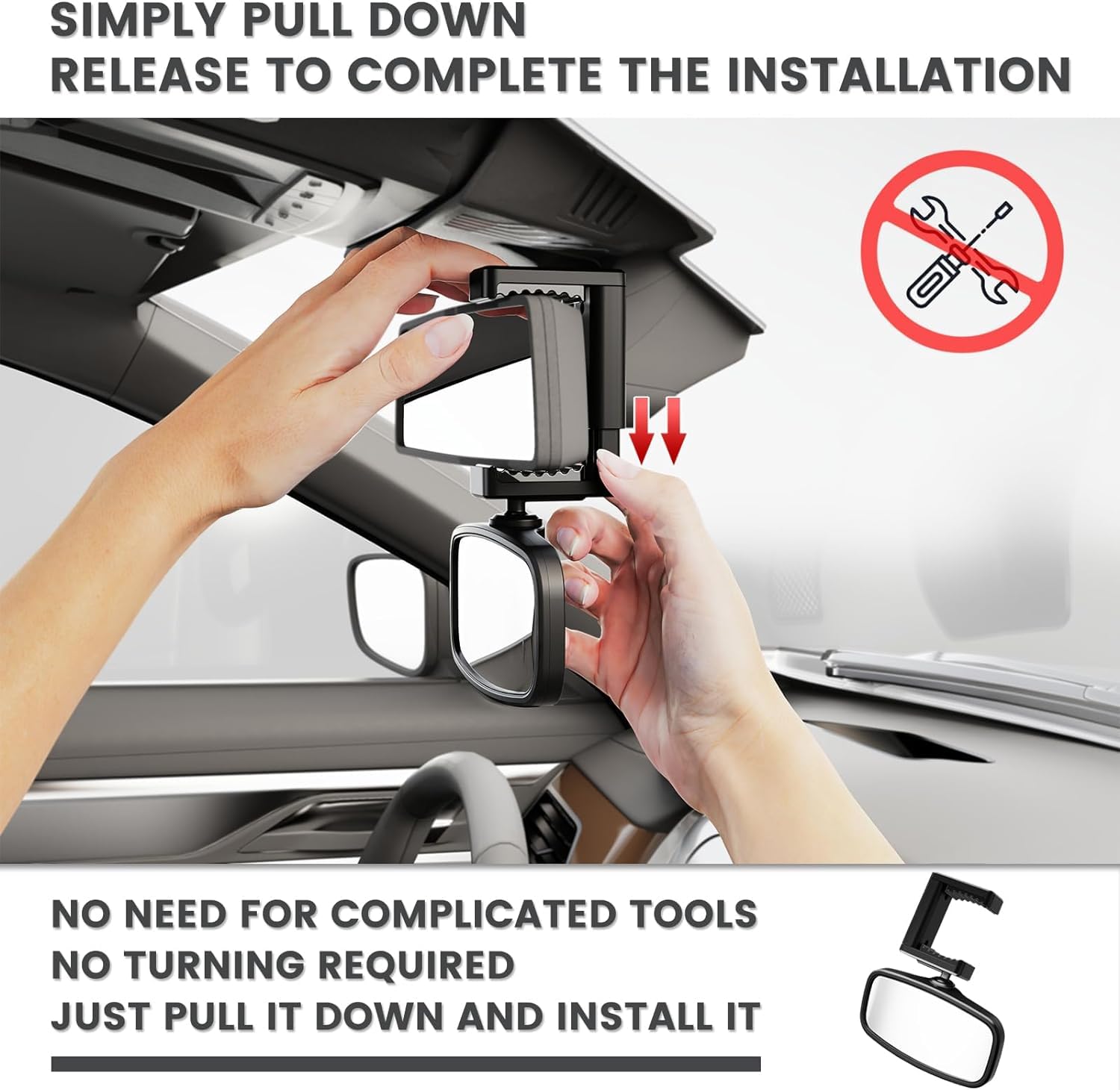 360-Degree Baby Car Mirror for Rear-Facing Seats,Kids Safety Mirrors with Tool-Free Installation,Kids Rear View Mirror BPA-Free Shatterproof & ASTM Certified (Adjustable 14