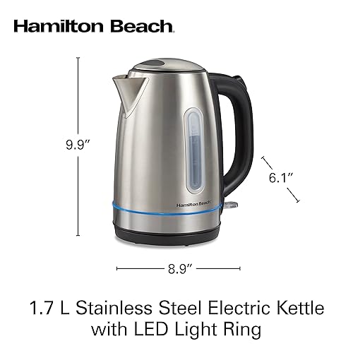 Hamilton Beach Electric Tea Kettle, Water Boiler Heater, Liter,  Cordless Serving, 1500 Watts for Fast Bo