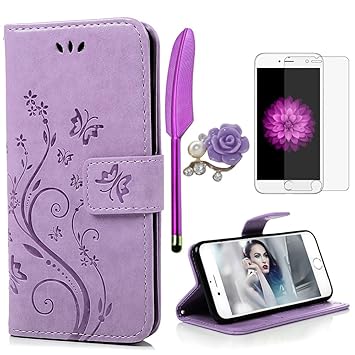 iPhone 6 / 6S Hülle (4,7 Zoll) Wallet Case Flip Hülle YOKIRIN Schmetterling Blumen Muster Schutzhülle PU Leder Brieftasche Le