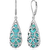 Phyonio Turquoise Earrings for Women Western Jewelry for Women 925 Sterling Silver Earrings Turquoise Drop Earrings Boho Vintage Earrings