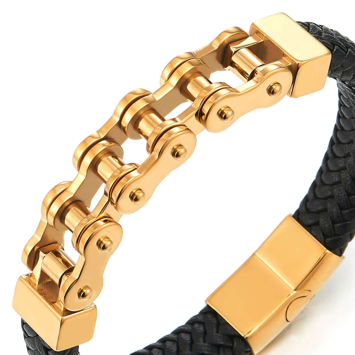 OSTAN Bracciale Uomo Acciaio Inossidabile - Cinturino Motociclista, 21.5cm, Design Pesante - Foto 8