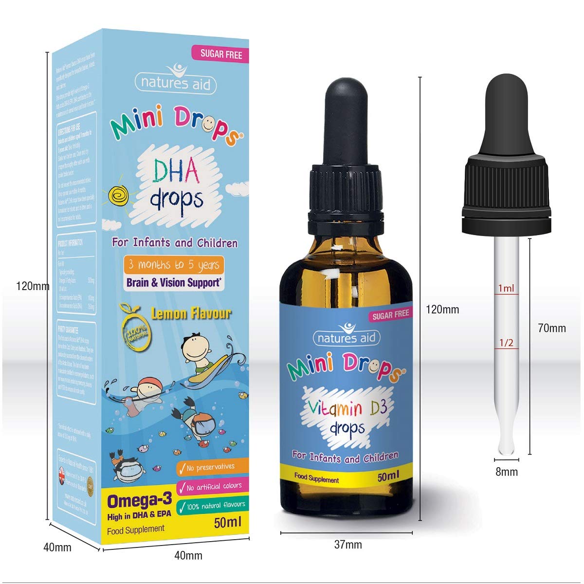 Natures Aid DHA Drops, Omega3, Brain and Vision, Infants/Children