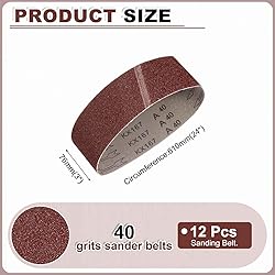 HARFINGTON 3 x 24 Inch Sanding Belts, 12 Pcs 40