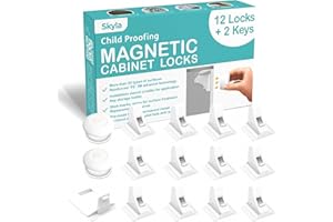SKYLA HOMES Magnetic Cabinet Locks Proofing Safety - The Safest Quickest and Easiest Multi-Purpose 3M Adhesive Latches, No Sc