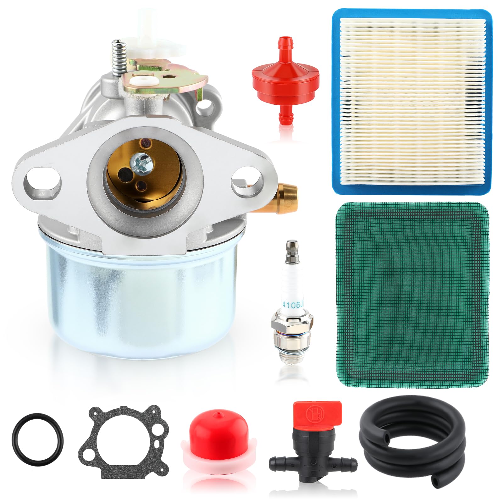 Photo 1 of MOTOALL 11A-426A711 Carburetor Kits Fit for Troy-Bilt 11A-436A711 12AV566M066 11A-426A066 11A-426C211 11A-426C266 12AE449A266 12AJ866E266 Lawn Mower with Gaskets Spark Plug Fuel Hose