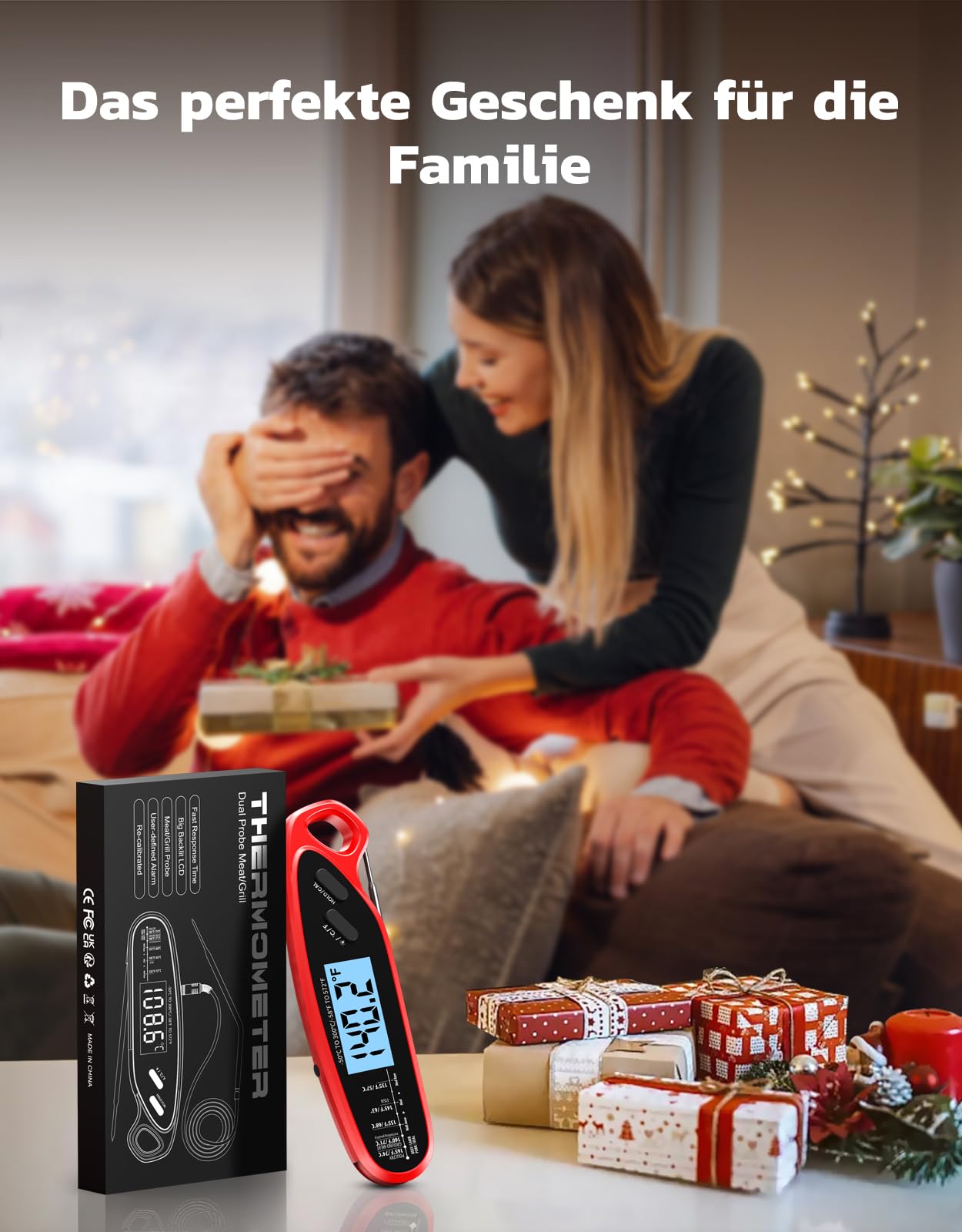 Babacom Fleischthermometer Sofortanzeige mit zwei Sonden & großem Bildschirm, Bratenthermometer mit Alarmeinstellung und Kalibrierung, Grillthermometer für Küche, Ofen, Zucker, Flüssigkeiten, BBQ 8