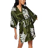 KIM+ONO Luxury 100% Mulberry Washable Silk Kimono Robe for Women | Short Floral Robe | Original Design