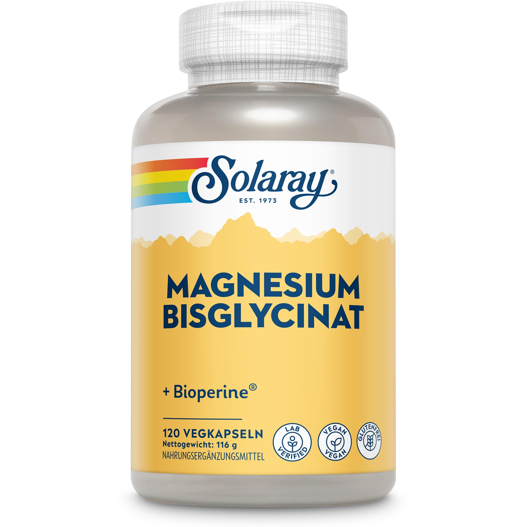 Solaray Magnesiumglycinat 350 mg, 120 vegane Kapseln, chelatiert