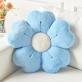Ddliury Flower Pillow, Flower Shaped Pillow Decorative Throw Pillows for Bed Couch, Cute Daisy Pillow Dorm Decor Floor Seating Cushion (Blue, 15 Inches)