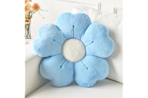 Ddliury Flower Pillow, Flower Shaped Pillow Decorative Throw Pillows for Bed Couch, Cute Daisy Pillow Dorm Decor Floor Seating Cushion (Blue, 15 Inches)