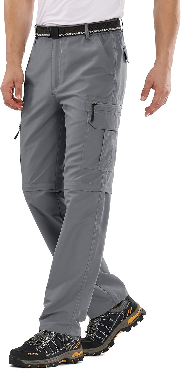 Mens Hiking Fishing Pants, Lightweight Quick Dry Zip Off UPF 50+ Outdoor Travel Safari Pants: Clothing