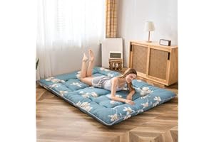 MAXYOYO Floral Printed Japanese Floor Mattress Futon Mattress Queen Size Foldable Bed Roll Up Camping Mattress Floor Bed Couches and Sofas