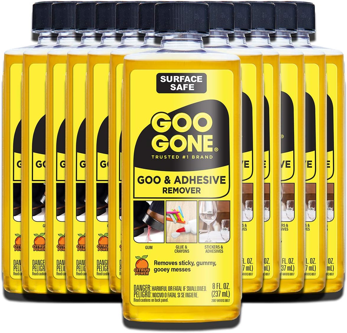 Goo Gone Original Liquid - 12 Pack - 8 Ounce - Surface Safe Adhesive Remover Safely Removes Stickers Labels Decals Residue Tape Chewing Gum Grease Tar Crayon Glue: Health & Personal Care