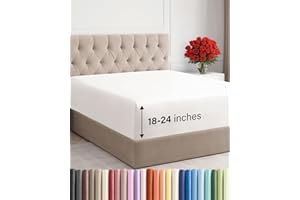 Extra Deep Queen Fitted Sheet - Hotel Luxury Single Fitted Sheet Only - Easily Fits 18 inch to 24 inch Mattress - Ultra Soft,