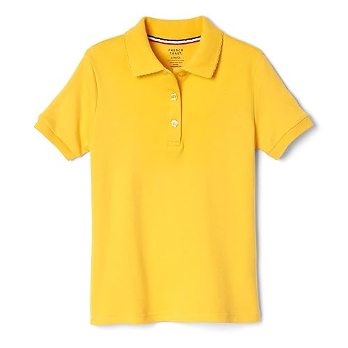French Toast Little Girls' Toddler Short Sleeve Interlock Polo with Picot Collar, Gold, 3T