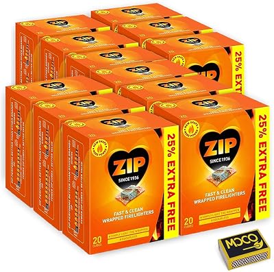 Zip Fire Lighters Wrapped Cubes (12 Pack x 20) Odourless BBQs Stoves Fires
