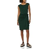Amazon Essentials Women's Cap Sleeve Boat-Neck Faux Wrap Dress