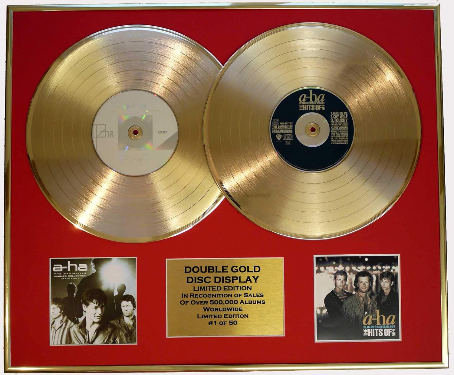 A-HA/Zweifache Goldene Schallplatte/RECORD/DISPLAY/Limitierte Edition/COA/THE DEFINITIVE ...