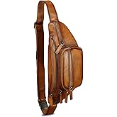 Genuine Leather Fanny Packs for Women and Men Waist Bag Vintage Hip Bum Bag Over Shoulder Crossbody Sling Bag (Brown)