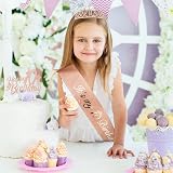Pinenuts 10th Birthday Sash Crown Cake Topper for Girls Party Decorations view 4