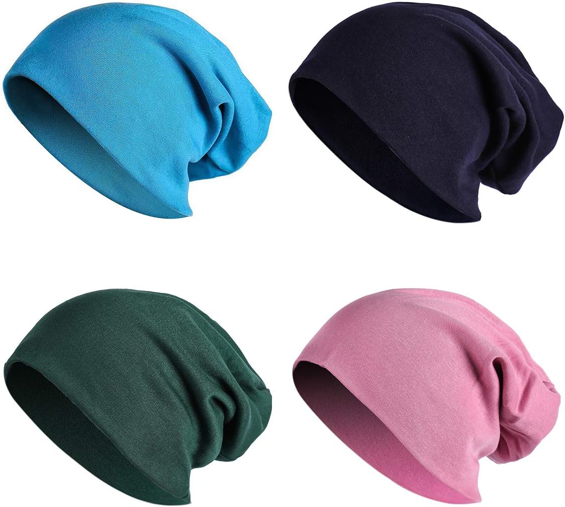 JOYEBUY 4 Pack Women Men Stylish Thin Hip-hop Soft Stretch Knit Slouchy Beanie Hat Skull Cap