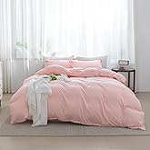 SheRest Pink Duvet Cover Full Size - Soft Brushed Microfiber, 3 Pieces, 1 Duvet Cover 80x90 Inches with Zipper Closure 8 Ties & 2 Pillow Shams, Breathable Bedding Set for All Season (No Comforter)
