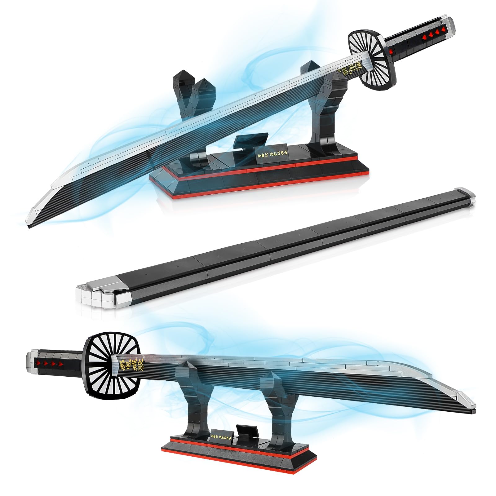 QLT Demon Slayer Sword Building Set Sword Ideas Anime Cosplay kamado tanjiro Katana，Samurai Sword Building Set for adult boys 6-16+ with scabbard holder（Compatible With Lego 759 pcs）