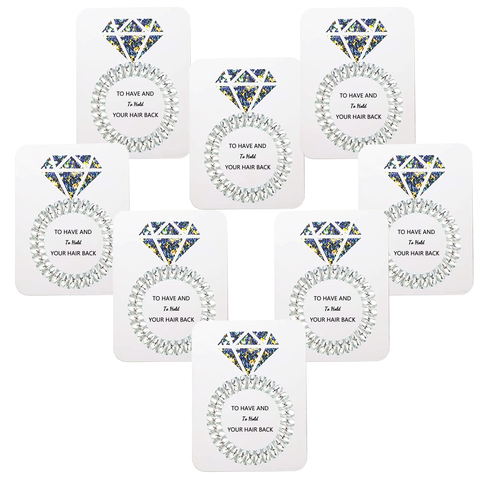 Peuubuy Hen Party Hair Ties no Damage, Bridesmaid Bridal Shower Gifts for Wedding Day, Spiral Hair Ties Scrunchies for party supplies (Set of 8-Silver) — image 1