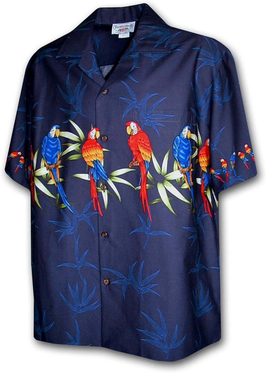 Hawaiian Shirts Cotton Parrot Bamboo