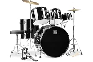 Best Choice Products 5-Piece Full Size Complete Adult Drum Set w/Cymbal Stands, Stool, Drum Pedal, Sticks, Floor Tom - Black