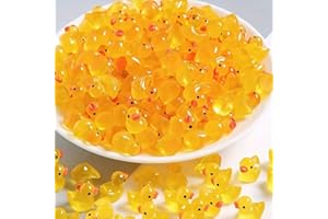 dsooldre 100 Pcs Luminous Mini Duck Tiny Resin Duck Little Duck Figurines Bulk for Dollhouse Ornament Micro Garden Landscape Hide and Seek Prank Toys DIY Adorable Party Toys Crafts Decor